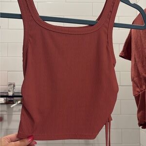 Rust Ribbed Tank Top